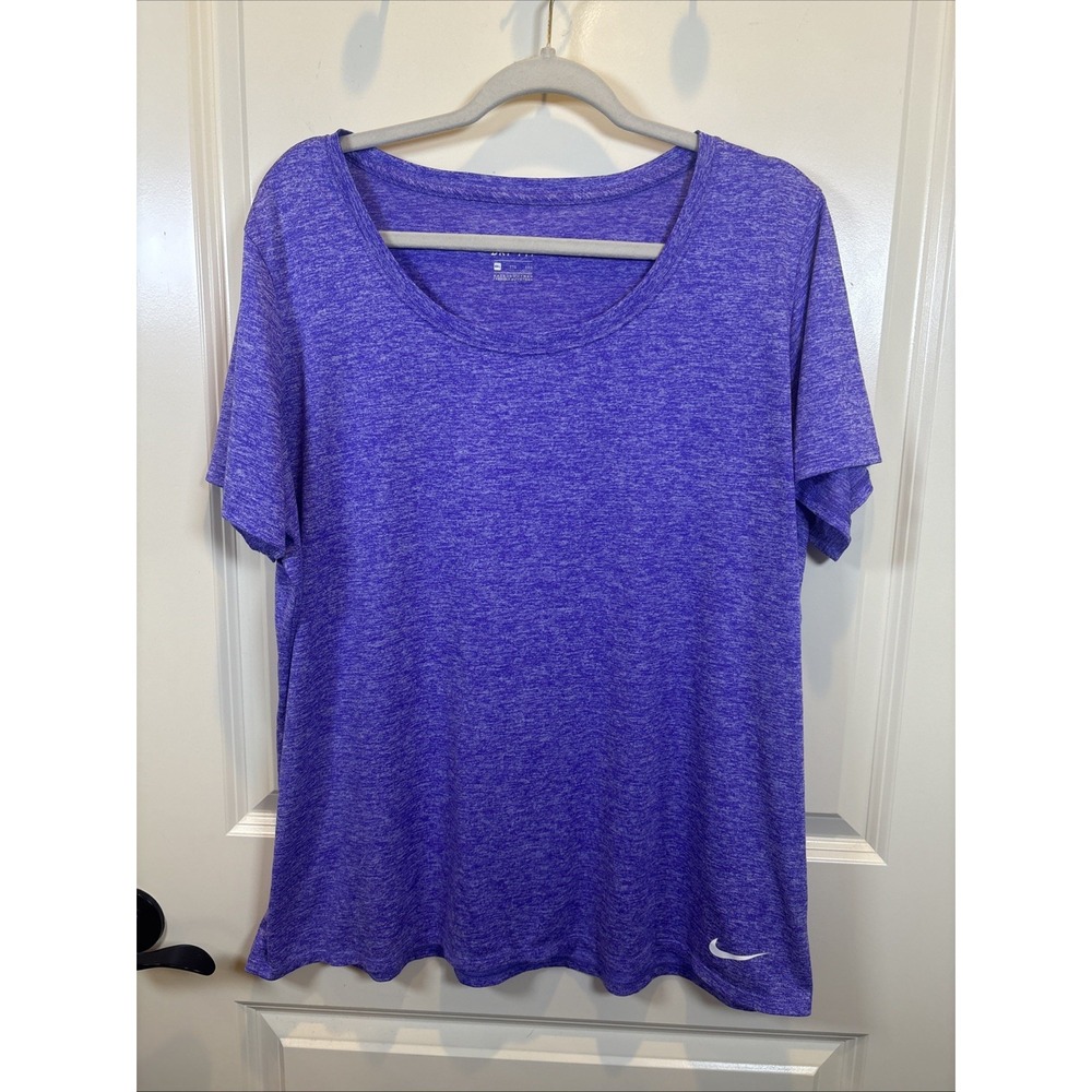 Nike Dri-Fit Women Athletic Plus Size 2X Short Sleeve Shirt Heather Purple